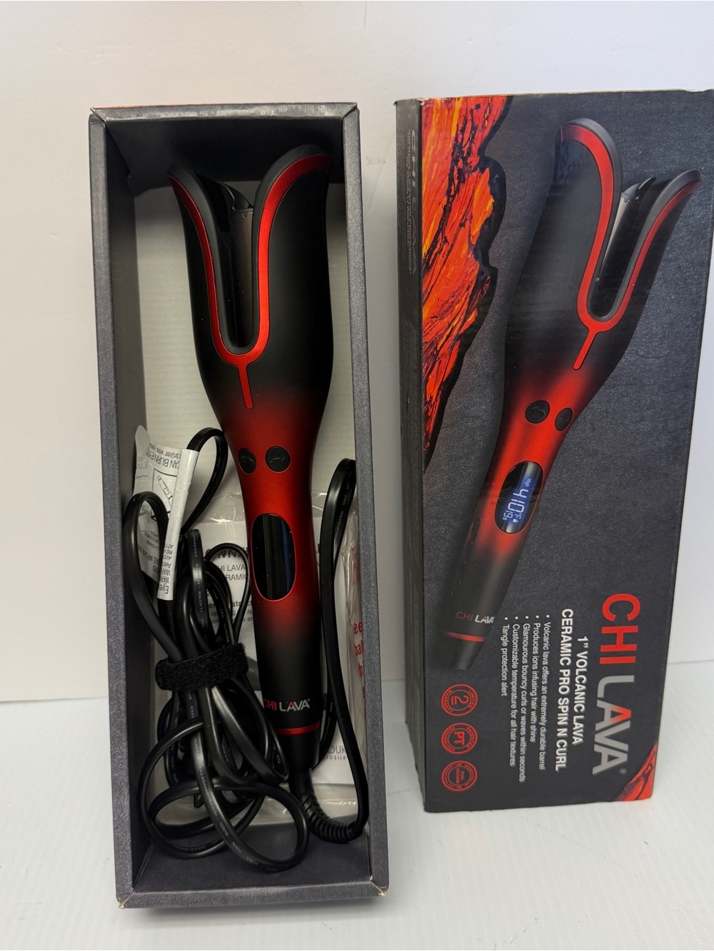 CHI LAVA Red Ceramic Pro Spin N Curl - Women's Hair Styling Tool